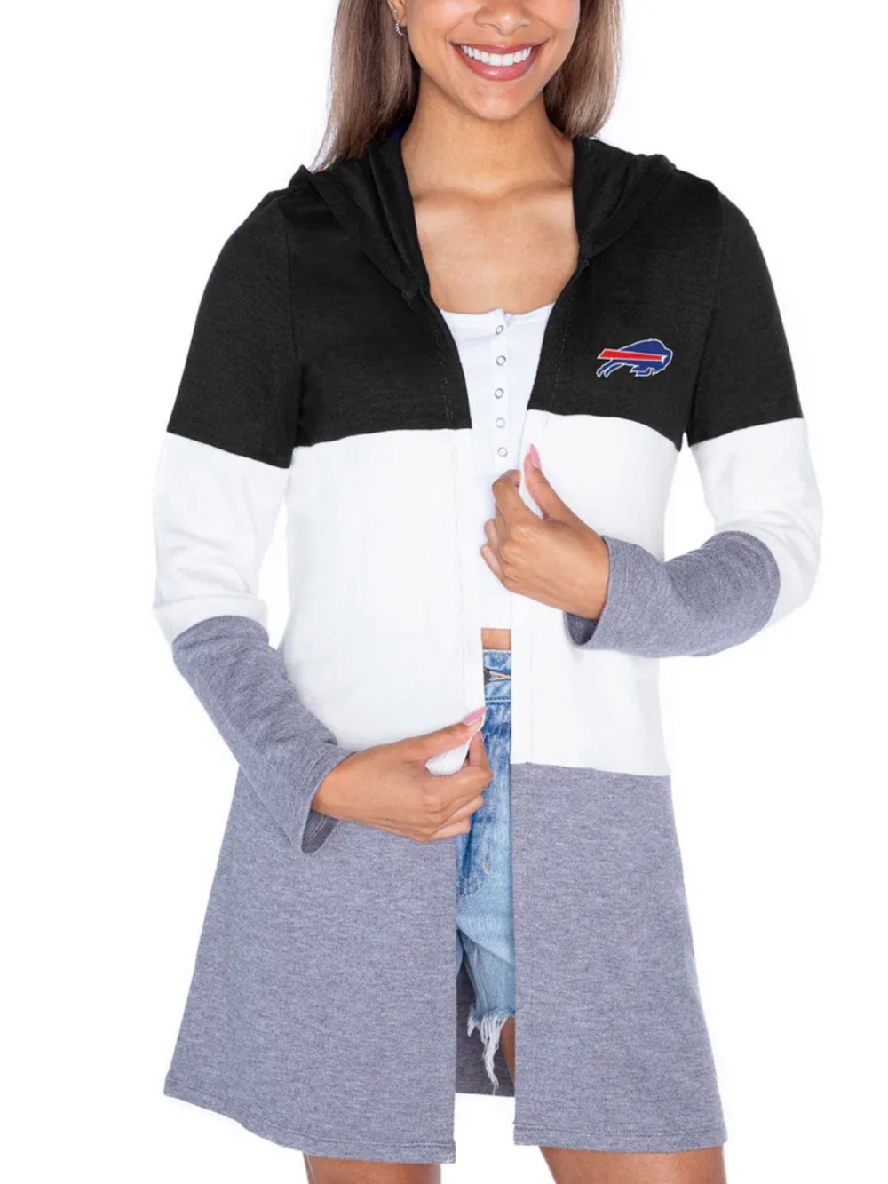 Gameday Couture Women's Tri-Blend Color Block Lightweight Cardigan Hoodie Small